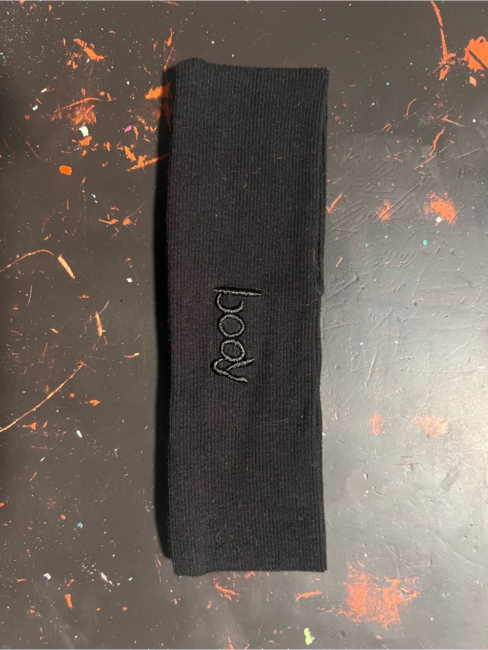 Black 'Body' Embroidered Headband